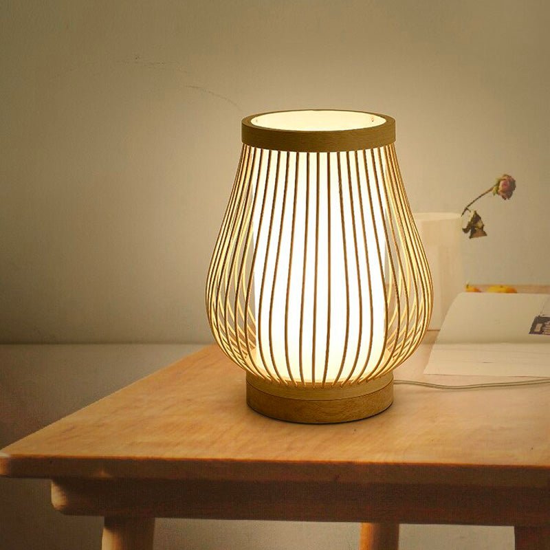 Lampe à poser,Lampe de table en bambou tissé à la main,lampe de